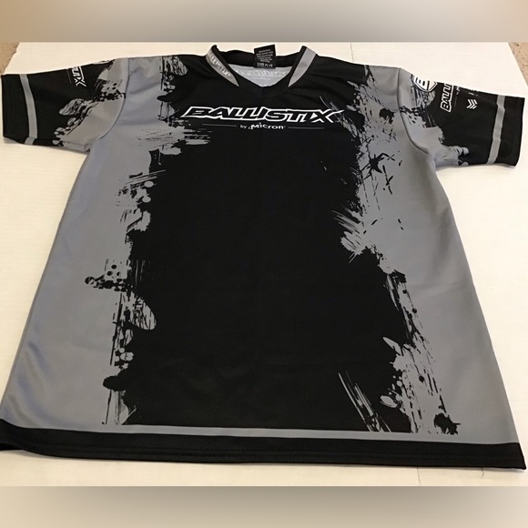 BALLISTIX BY MICRON SZ L MENS GAMING SHIRT EUC GRAPHIC META BLK GREY WHITE EUC - Picture 1 of 3